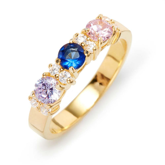 Custom Eternity 3 Stone Gold Ring With Birthstones