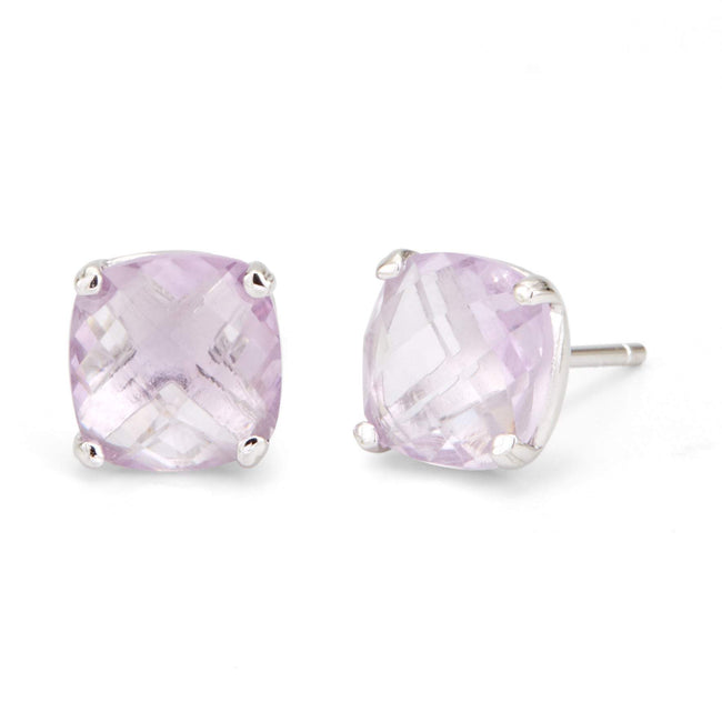 Genuine Pink Amethyst Gemstone June Birthstone Earring Studs