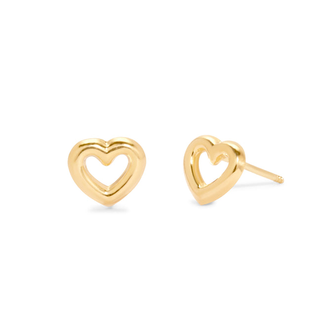 14K Gold Heart Stud Earrings