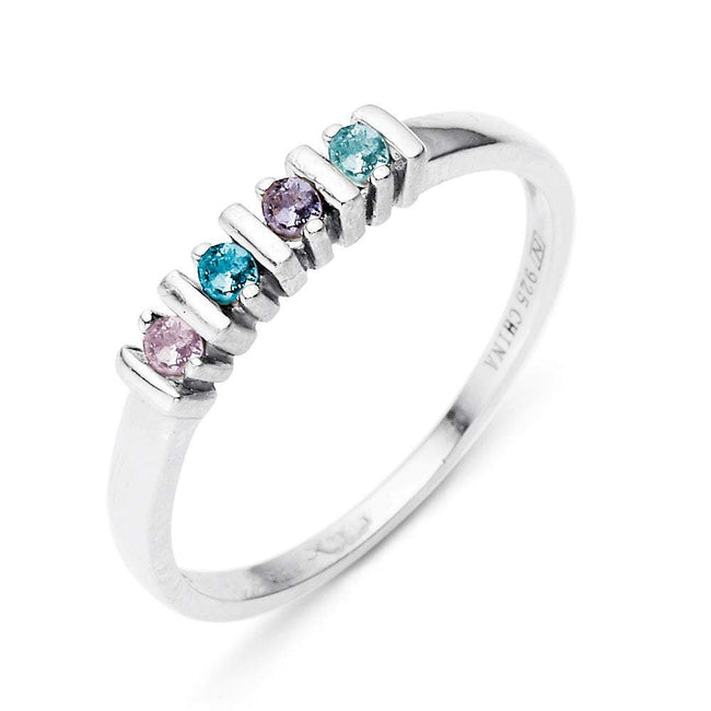 4 Stone Birthstone Silver Eternity Ring | Eve's Addiction