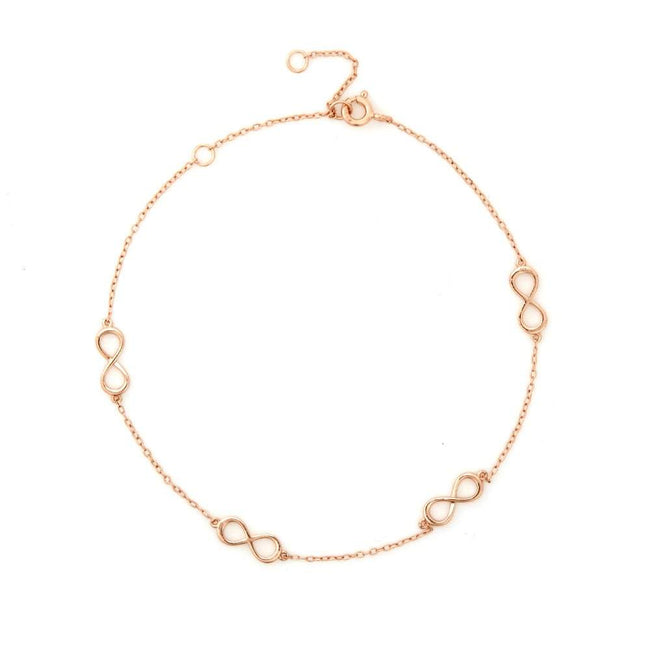 Adjustable Infinity Anklet In Rose Gold Vermeil