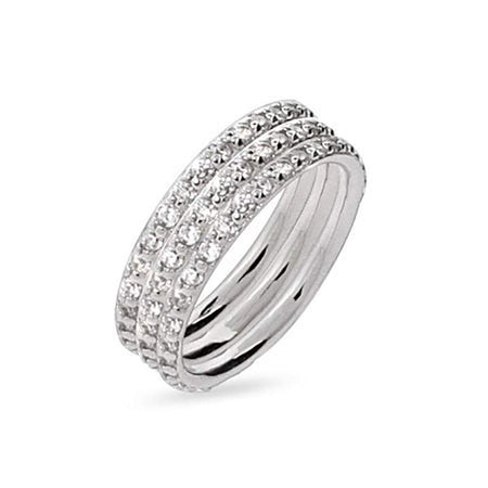 Sterling Silver Triple Stackable DZ Ring Set | Eve's Addiction