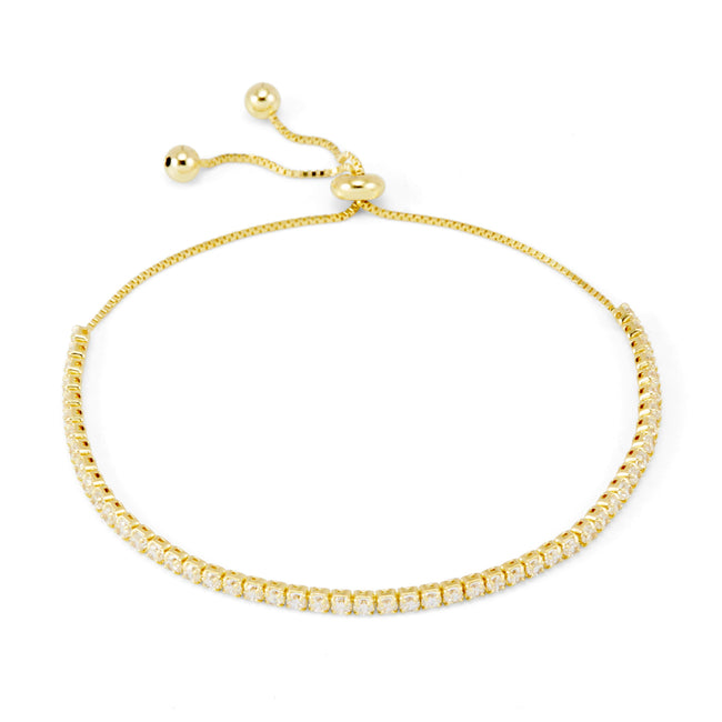 Dainty Cubic Zirconia Gold Plated Bolo Tennis Bracelet