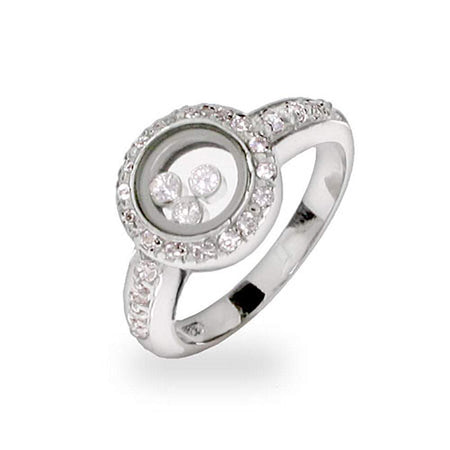 CZ Floating Halo Diamond Engagement Ring | Eve's Addiction