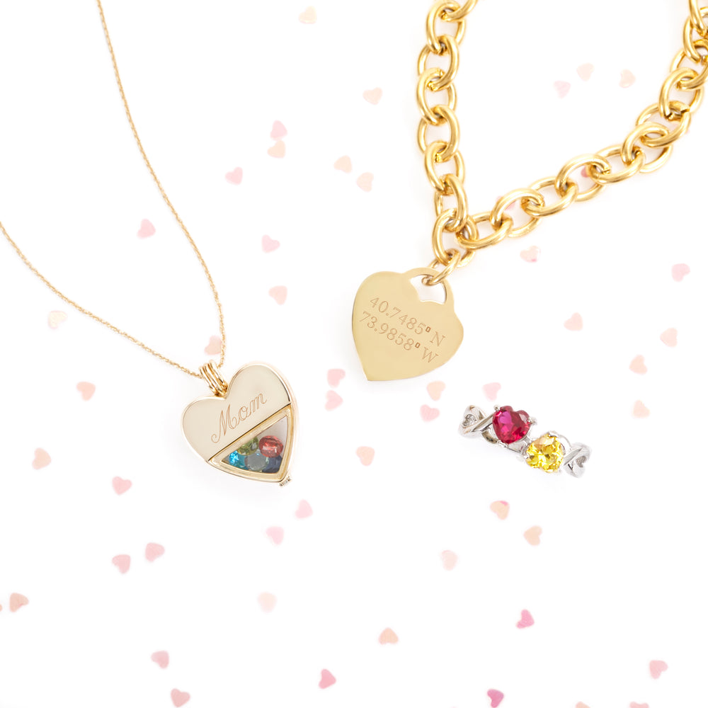 Custom Coordinate Gold Heart Tag Bracelet | Eve's Addiction