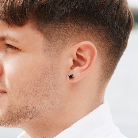 Matte Rectangle Stud Earrings for Men & Women
