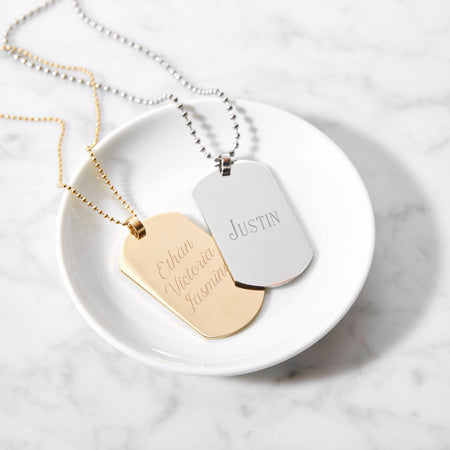 Personalized Dog Tag Necklace With Children's Birthdates and or Wedding  Date Hand Stamped Sterling Silver Double Sided Thick Tags 