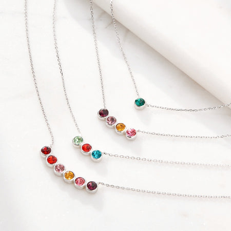 Silver Dainty Connected Birthstone Necklace - The Vintage Pearl