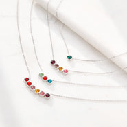 4 Stone Bezel Set Birthstone Necklace