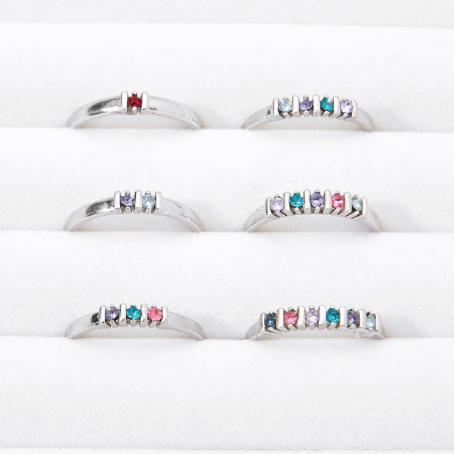 4 Stone Birthstone Silver Eternity Ring