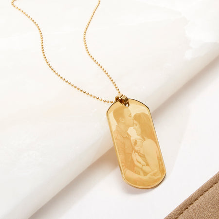 Personalized Mens Dog Tag Name Necklace Gold Plated