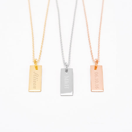 Layering Necklaces Set W. Gold Bar Necklace, Engraved Bar Necklace, Delicate Layering Necklaces, Nameplate, Mothers Necklace