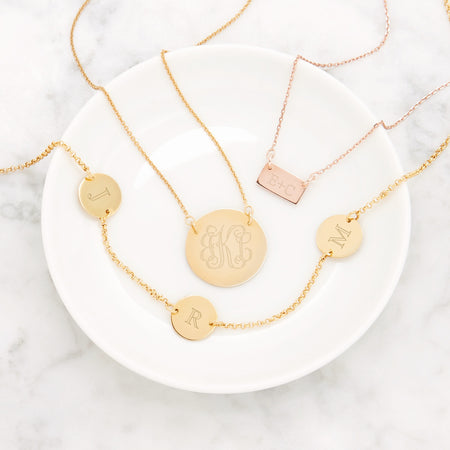 Rose Gold, Mother of Pearl and Diamond Monograms Layering Necklace