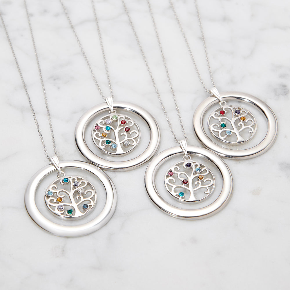 Sterling Silver Multi Bezel Set Birthstone Necklace - 6 Stone | Jewlr