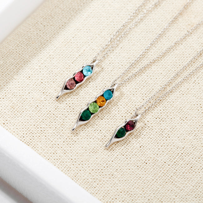 Two Birthstone Peas in a Pod Silver Necklace | Eve's Addiction