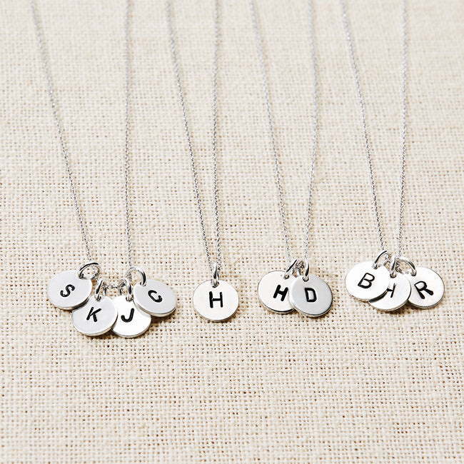 Hand Stamped Triple Tag Mini Initial Necklace