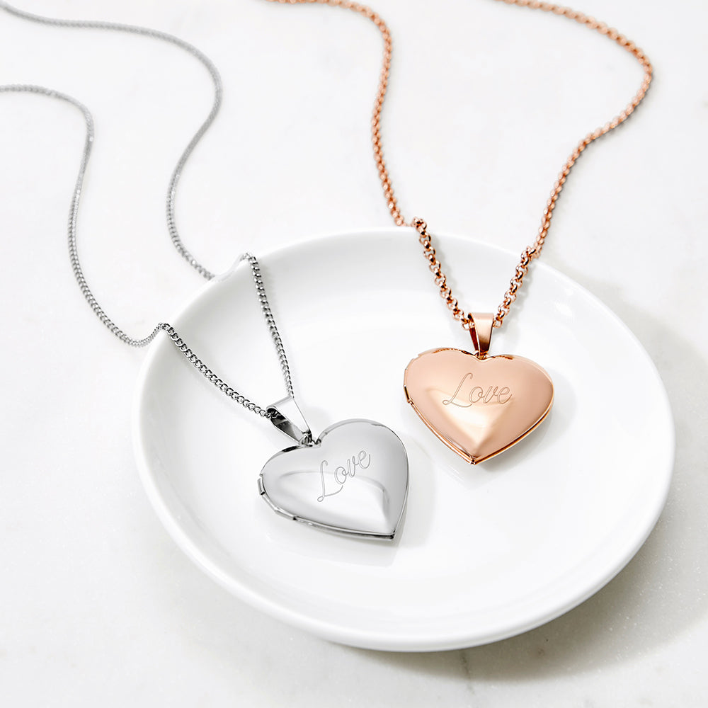 Collection Polished Heart Locket Pendant Necklace