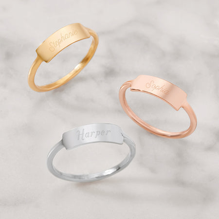 Name Ring Stackable Ring Initial Ring Stacking Bar Ring Bridesmaid Gift  Skinny Ring Personalized Gift Mother Gift Sister Gift