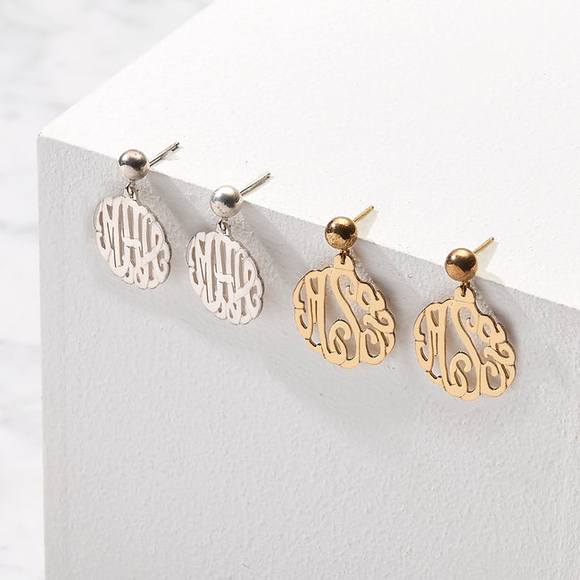 Sterling Silver Custom Monogram Earrings