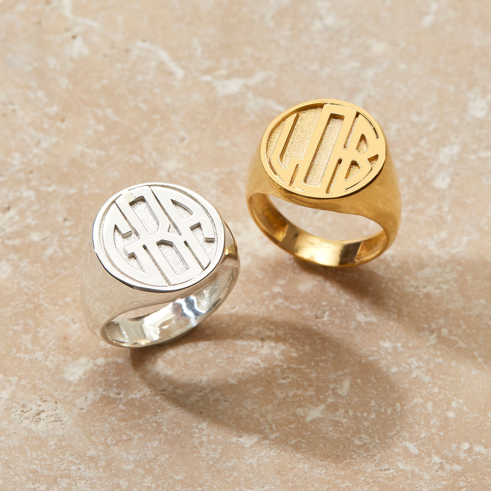 Custom Mens Ring - Gold Monogram Block Signet Ring - Custom Men's Rings - Men's Jewelry - Gift for Him