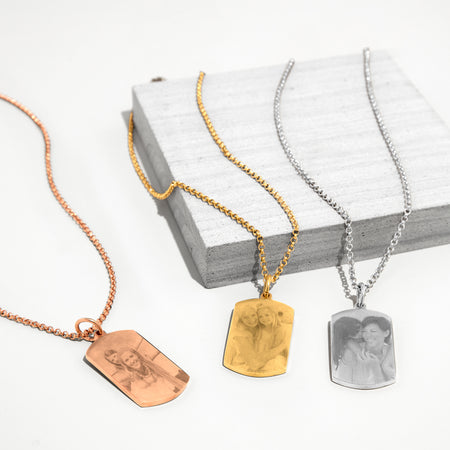 Titanium Engravable Dog Tag Pendant w/Bead Chain