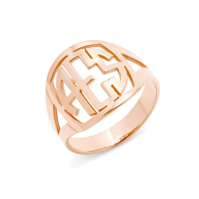 Rose Gold Block Monogram Ring