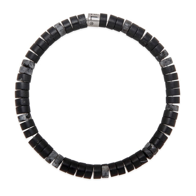 Men's Black Spectrolite and Agate Bead Bracelet