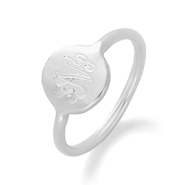 Engravable Monogram Disc Ring in Silver
