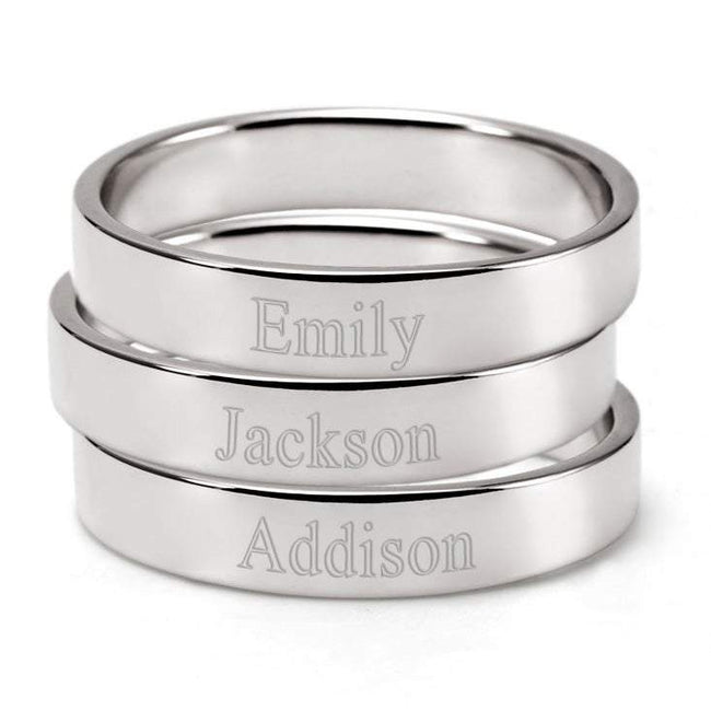 3 Sterling Silver Stackable Ring Set | Custom Mom Rings