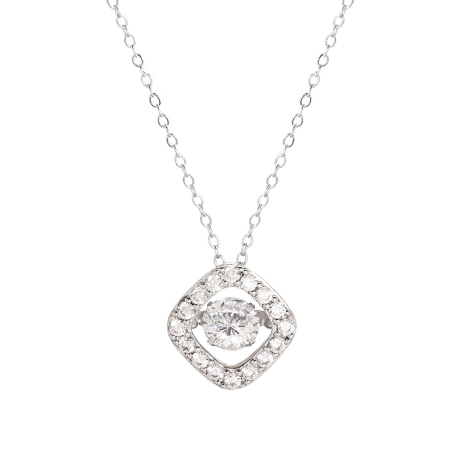 Floating CZ Rhombus Silver Pendant