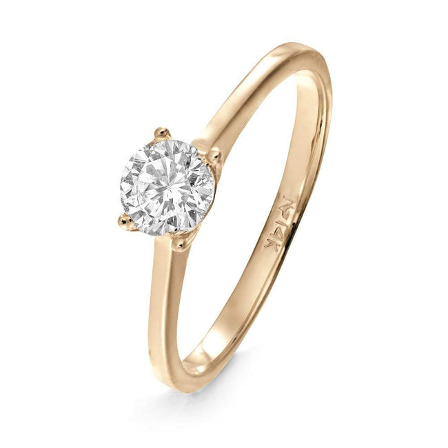 14K Gold Solitaire CZ Engagement Ring