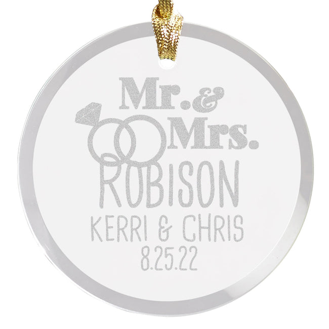 Wedding Rings Personalized Round Jade Glass Ornament