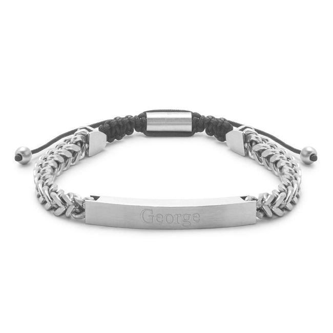 Men's Stainless Steel Bolo ID Bracelet