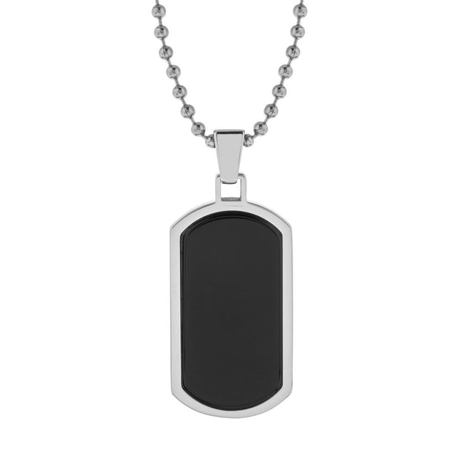 Men's Black Agate Dog Tag Pendant