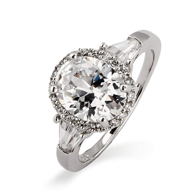 Sterling Silver Oval Halo Heirloom CZ Ring