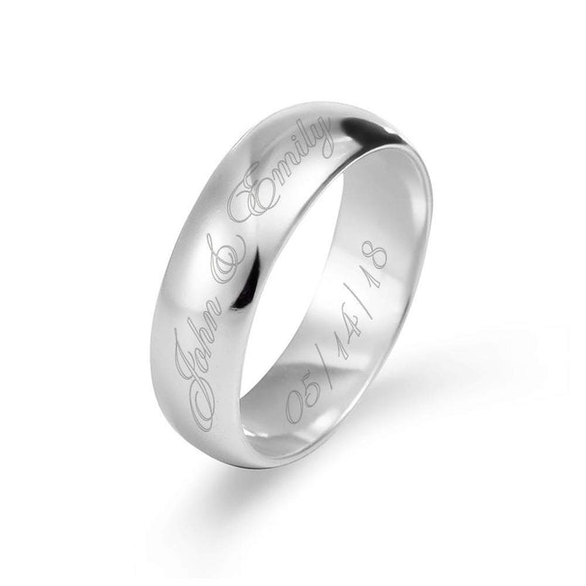 Engraved Couples Message Sterling Silver Ring