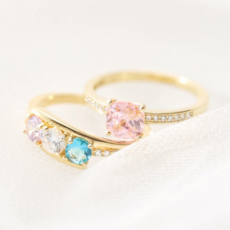 solid 14k gold Birthstone Ring 3mm natural gemstone ring