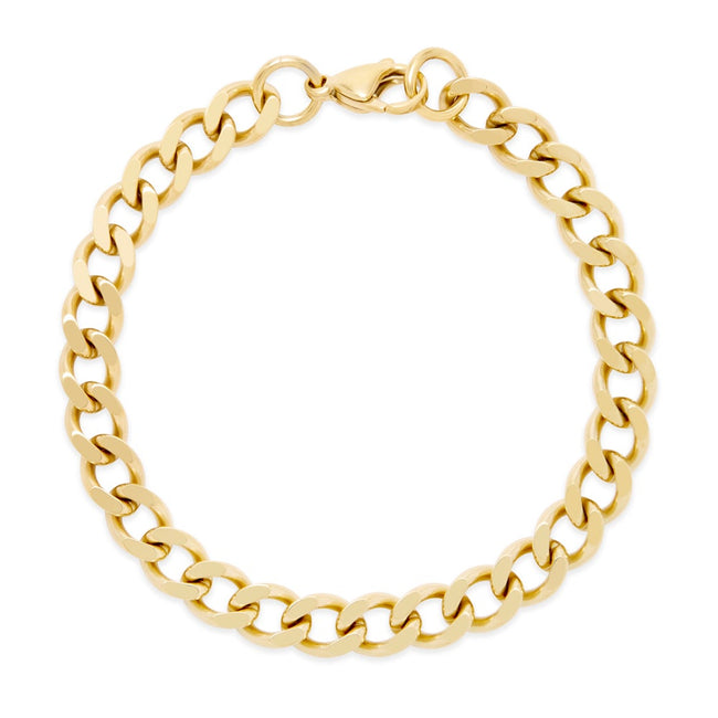 Men's Gold Plated Stainless Steel Curb Chain Bracelet