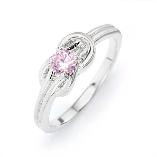 Sterling Silver Love Knot Birthstone Ring