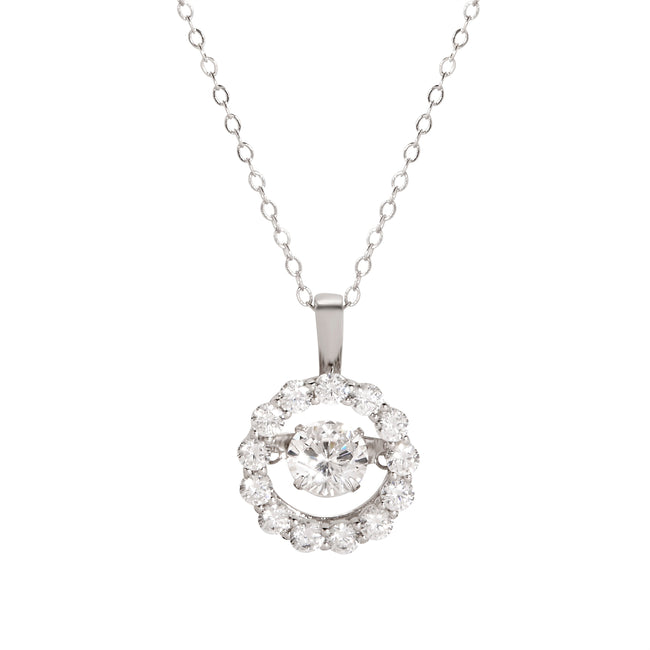 Floating CZ Round Silver Pendant