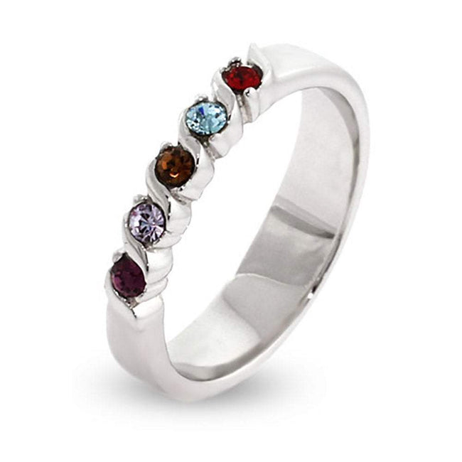 Swarovski Crystal Five Birthstone Single Wave Ring