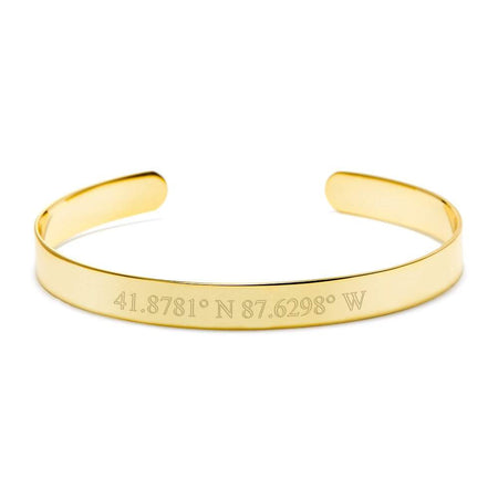 Custom Coordinate Gold Cuff Bracelet | Eve's Addiction