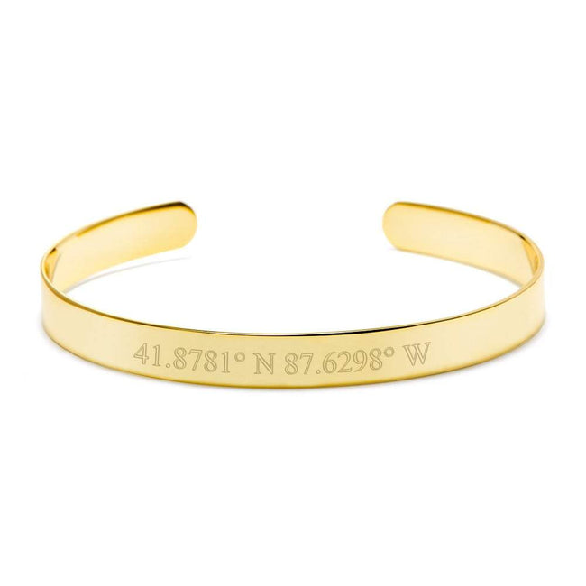 Custom Coordinate Gold Cuff Bracelet