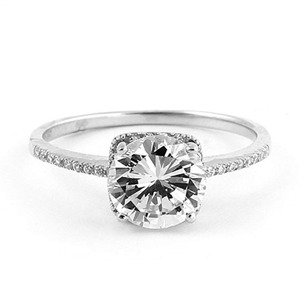 2 Carat Round Brilliant Cubic Zirconia CZ Sterling Silver 925 Wedding  Engagement Ring Size 10 : : Clothing, Shoes & Accessories