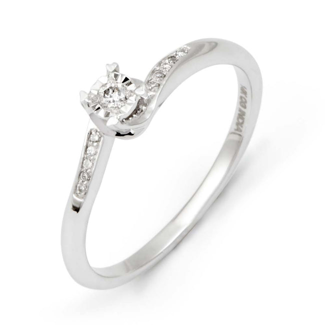 Petite 14K White Gold Diamond Ring