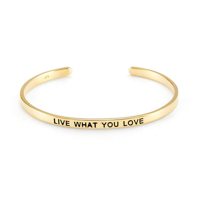 Live What You Love Gold Message Bangle | Eves Addiction