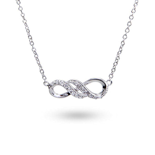 Sterling Silver CZ Infinity Necklace