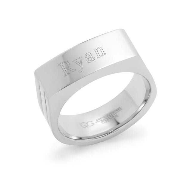 Men's Stainless Steel Rectangle Signet Ring