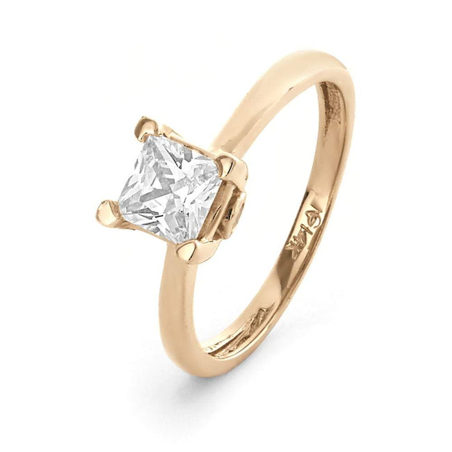 14K Gold Princess CZ Engagement Ring