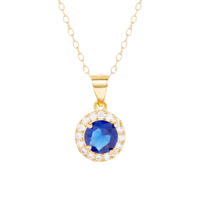 Custom Gold Birthstone CZ Halo Pendant